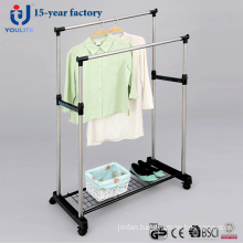 Stainless Steel Double Pole Clothes Hanger with Mesh